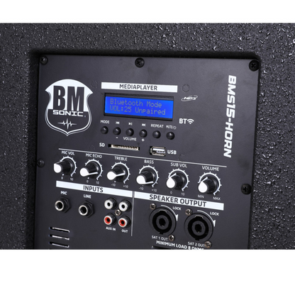 BM SONIC – Výkonná audio súprava 1200 W Horn Super Systém s Bluetooth, USB, SD a AUX