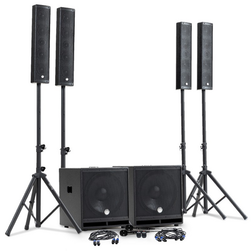 BM SONIC – Výkonná audio súprava 2400 W s 4 satelitmi, 2× 15" subwoofermi, Bluetooth, USB, SD a AUX