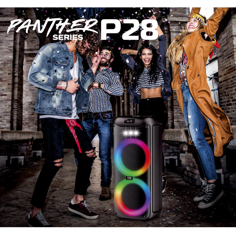 Pickering Panther P28 – autonómny reproduktor 500 W s LED osvetlením, vstavanou batériou, Bluetooth, USB, SD a šiestimi režimami ekvalizéra