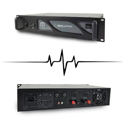 BM SONIC – Výkonná DJ audio súprava 2000 W s pasívnymi reproduktormi 2×700 W, SpeakOn káblami, Bluetooth, USB, SD a AUX