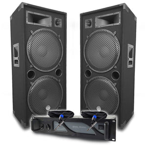 BM SONIC – DJ audio súprava 3000 W s pasívnymi reproduktormi LSC215 2×2000 W, SpeakOn káblami, Bluetooth, USB, AUX a mixážnym pultom