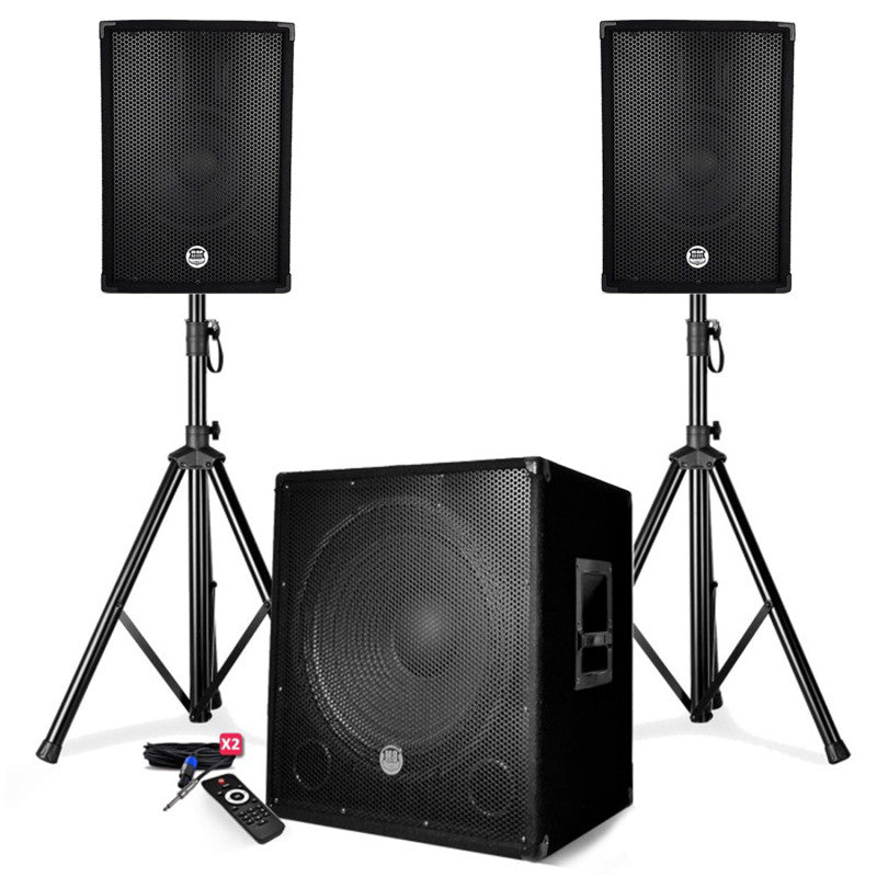 BM SONIC – Výkonná audio súprava 2200 W s reproduktormi BMS1512, subwooferom, stojanmi, USB, Bluetooth a AUX