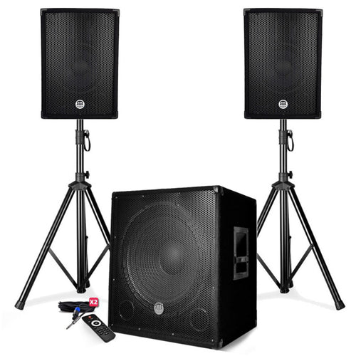 BM SONIC – Výkonná audio súprava 2200 W s reproduktormi BMS1512, subwooferom, stojanmi, USB, Bluetooth a AUX